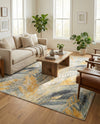 Seaside Blooms Collection Area Rug -  Blossom Rectangle Gray Ivory Yellow  lifestyle 17