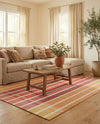 Seaside Stripes Collection Area Rug -  Coral Rectangle Peach and Salmon  lifestyle 37