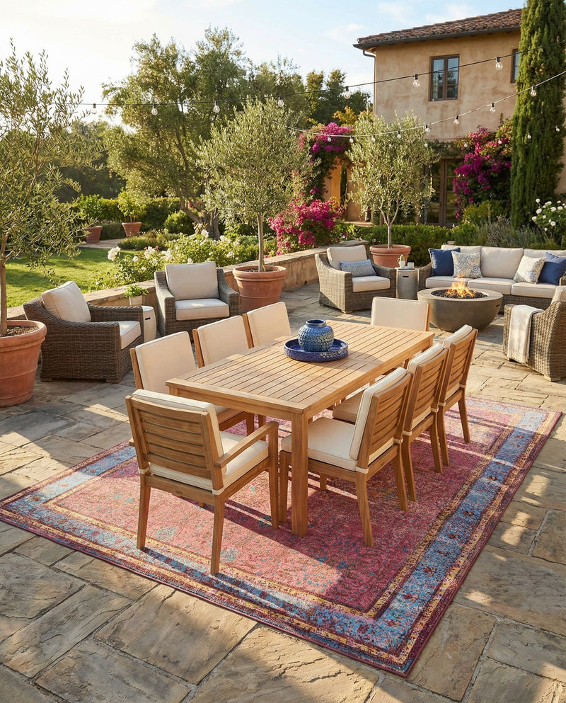Patio Heritage Collection Area Rug -  Serenity Rectangle Vintage Salmon Coral  lifestyle 8