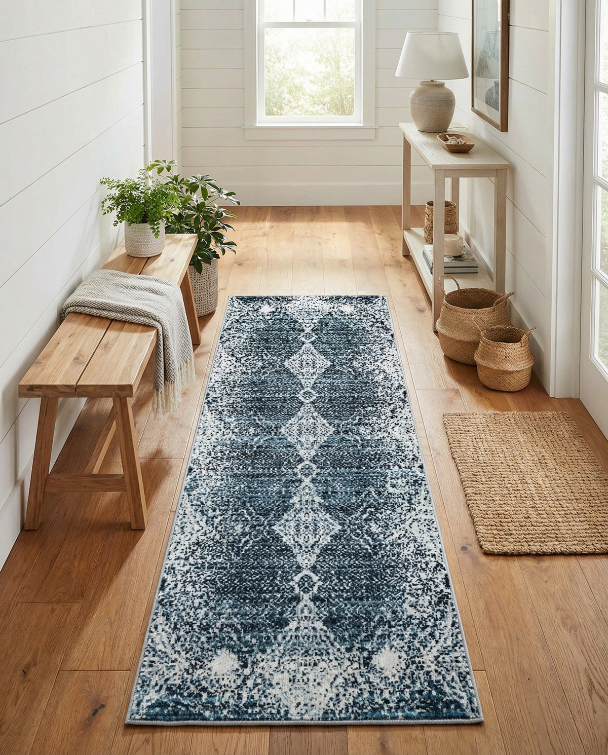 Aegean Elegance Washables Collection Area Rug -  Naxos Runner Navy Blue  lifestyle 103