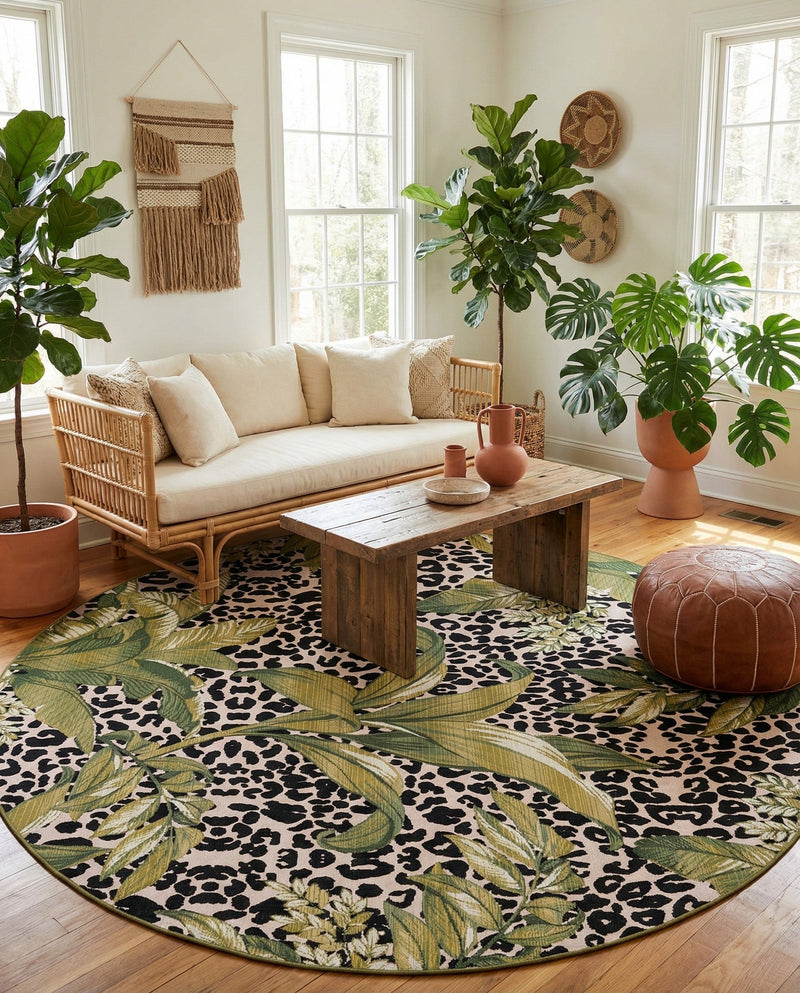 Seaside Blooms Collection Area Rug -  Lotus Round Green  lifestyle 86