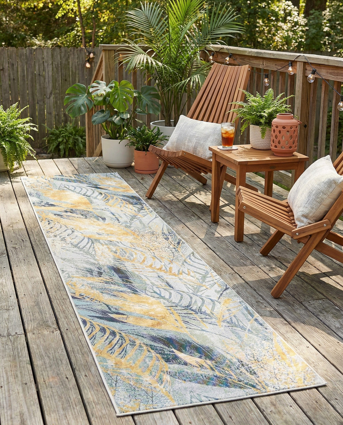 Seaside Blooms Collection Area Rug -  Blossom Runner Gray Ivory Yellow  lifestyle 72