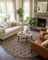 Savannah Pergola Collection Area Rug - Arbor (Brown) Round Brown  lifestyle 49