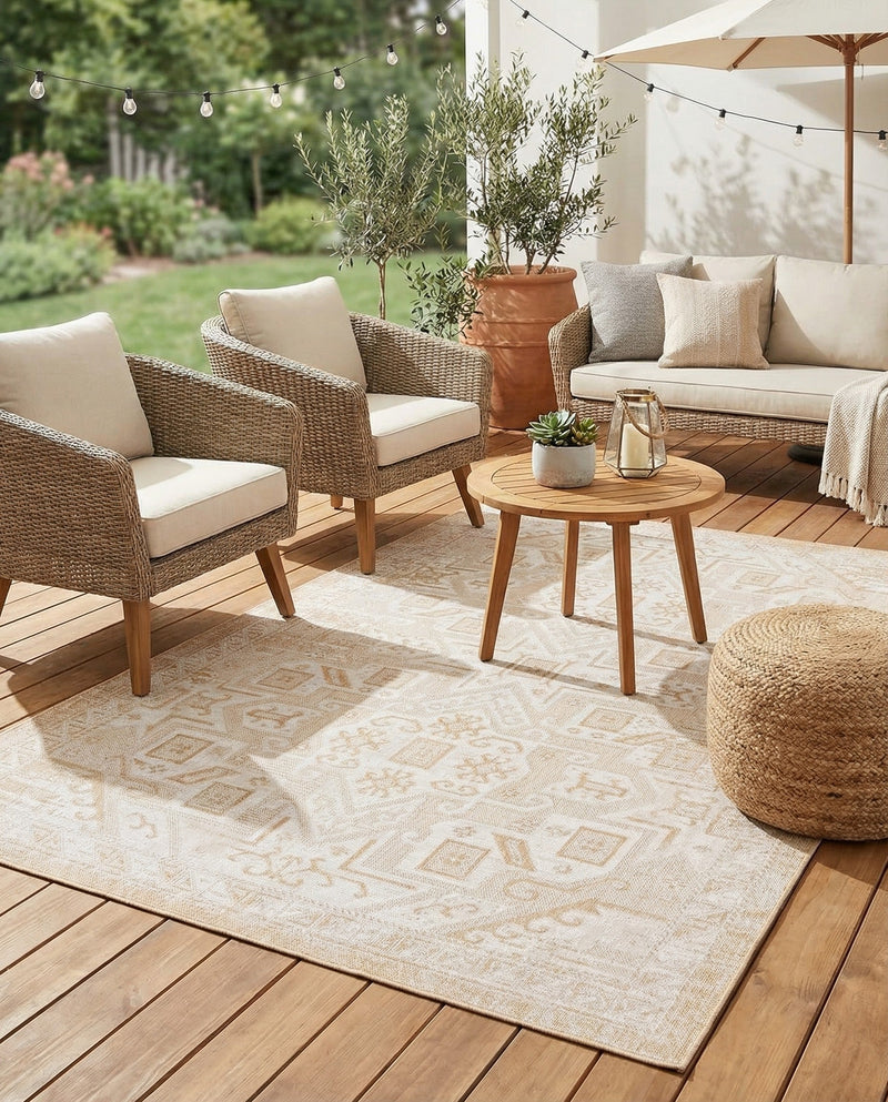 Tribal Terrace Treasures Collection Area Rug - Mayan Marina (Natural) Rectangle Natural  lifestyle 25