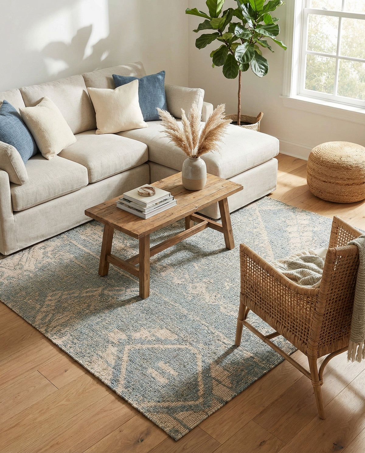 Savannah Threads Collection Area Rug -  Kalahari Square Antique Blue  lifestyle 53