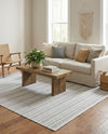 Seaside Stripes Collection Area Rug -  Boardwalk (Beige) Rectangle Beige  lifestyle 15