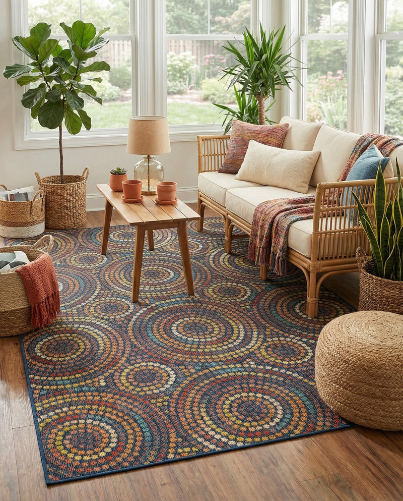 Coastal Terrace Collection Area Rug -  Lagoon Rectangle Multi  lifestyle 14