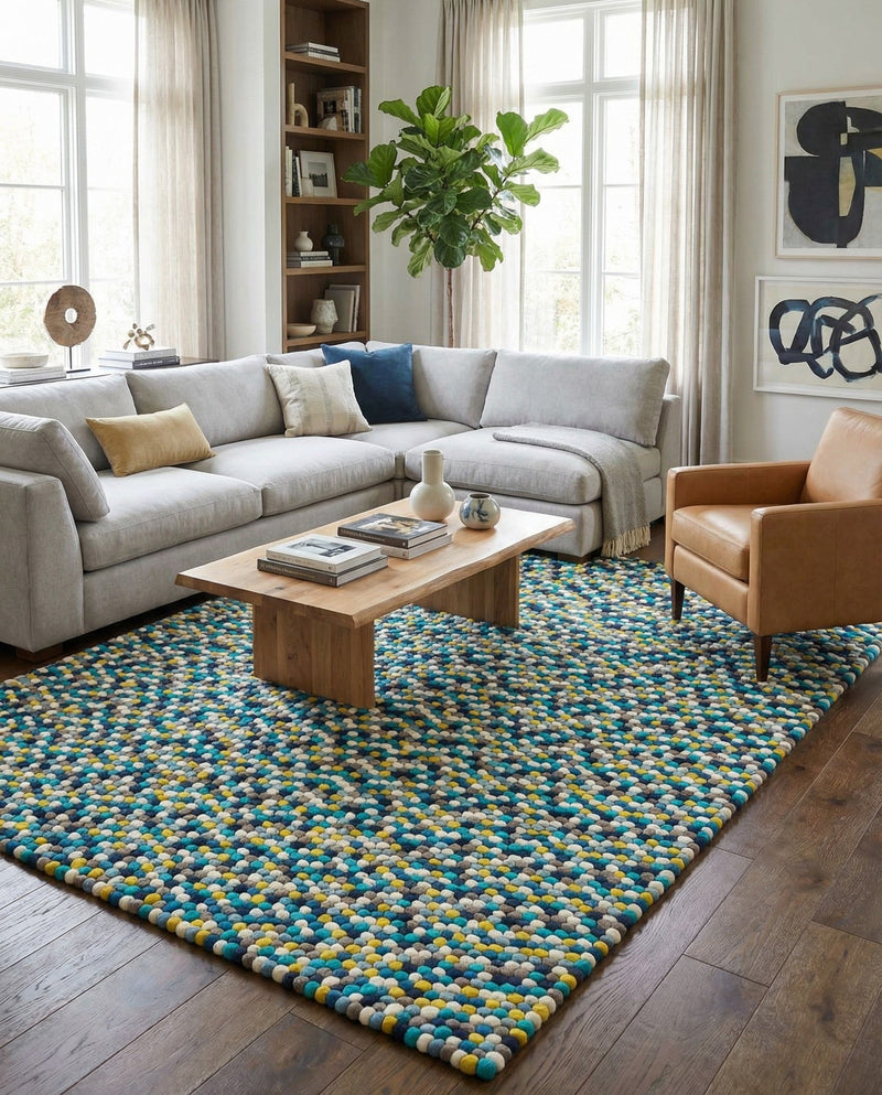 Woolen Sphere Collection Area Rug - Orbsburg (Blue) Rectangle Blue  lifestyle 14