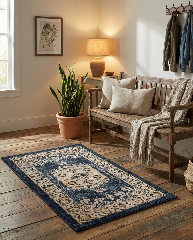 Eden Oasis Collection Area Rug -  Refuge (Dark Blue) Rectangle Dark Blue  lifestyle 28