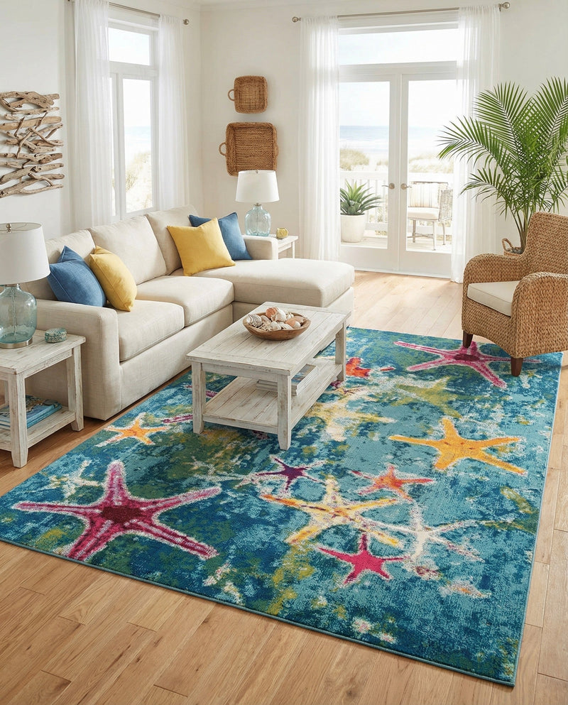 Sorrento Shores Collection Area Rug - Positano Rectangle Navy Blue  lifestyle 31