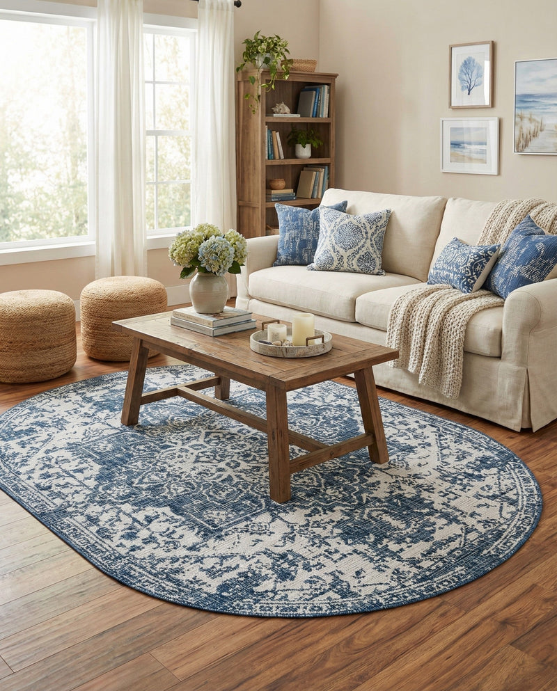 Urban Oasis Rugs Collection Area Rug -  Penthouse (Blue) Oval Blue  lifestyle 27