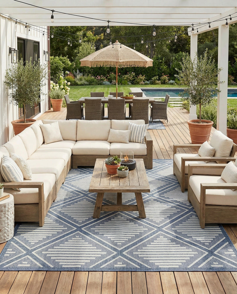 Savannah Pergola Collection Area Rug -  Eden Rectangle Navy Blue  lifestyle 9