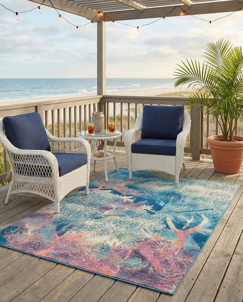 Seaside Haven Rugs Collection Area Rug - Marina Rectangle Multi  lifestyle 26