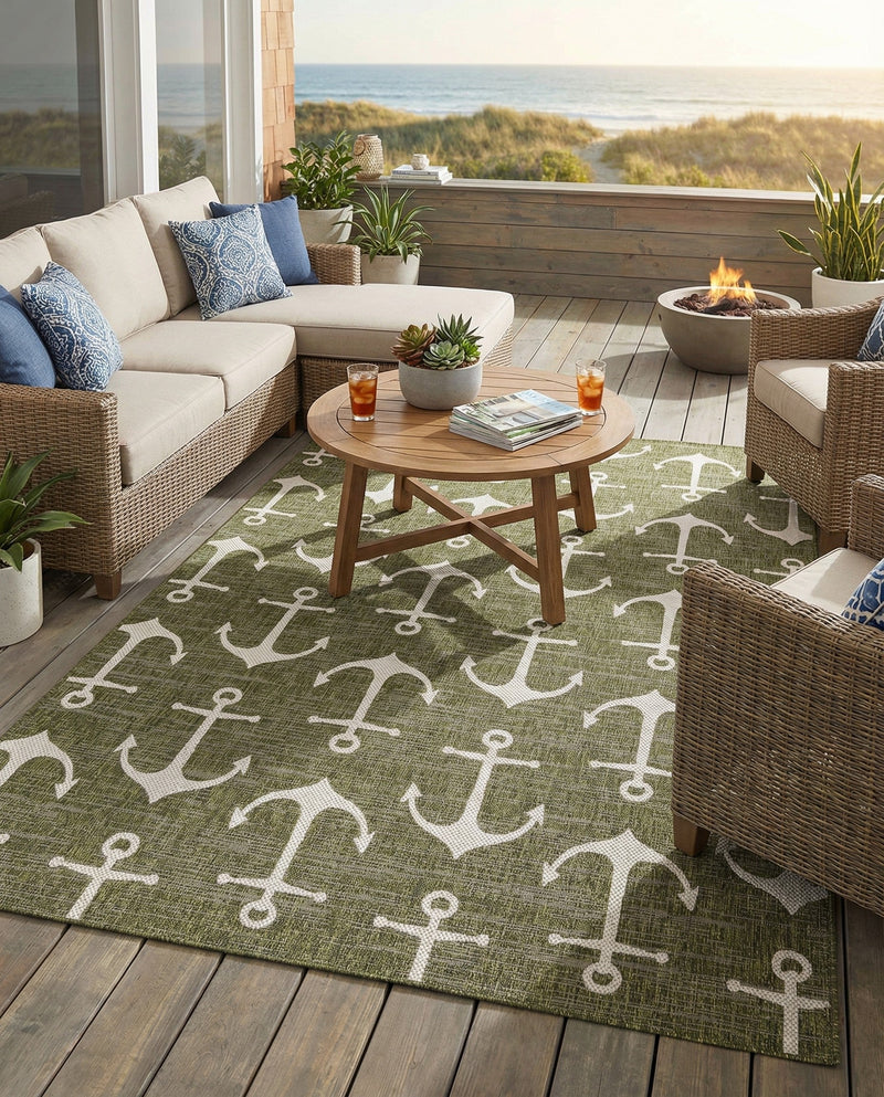 Seaside Haven Rugs Collection Area Rug - Sapphire (Green) Rectangle Green  lifestyle 18