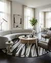 Urban Terrace Collection Area Rug -  Queens Round Black and White  lifestyle 81