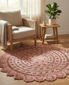 Woven Seaside Jute Collection Area Rug - Coastalhaven (Pink) Round Pink  lifestyle 13