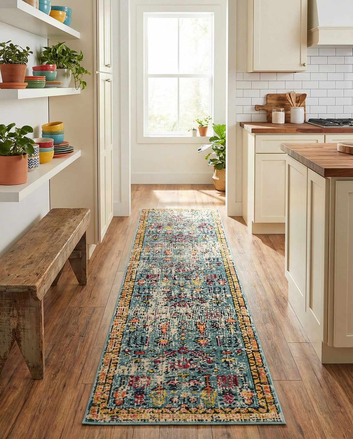 Sierra Collection Area Rug -  Shasta Runner Blue  lifestyle 136