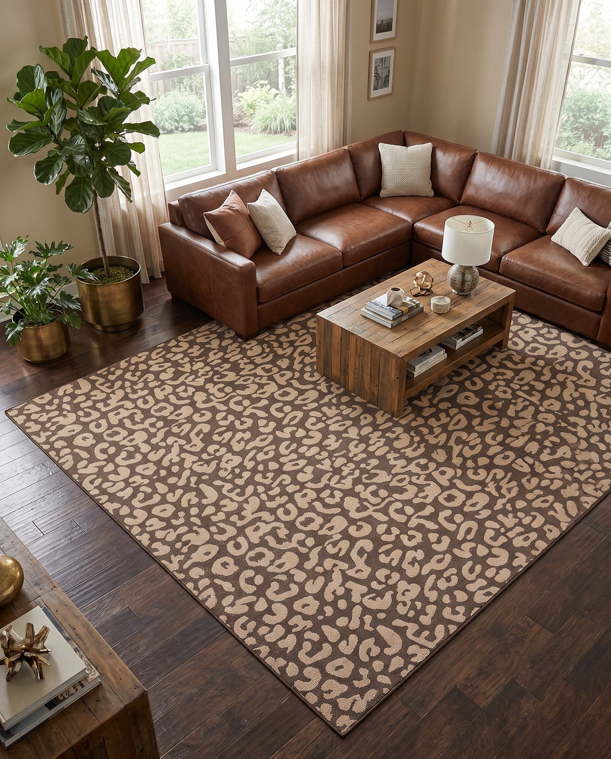 Sahara Sands Collection Area Rug -  Buto Square Brown  lifestyle 87