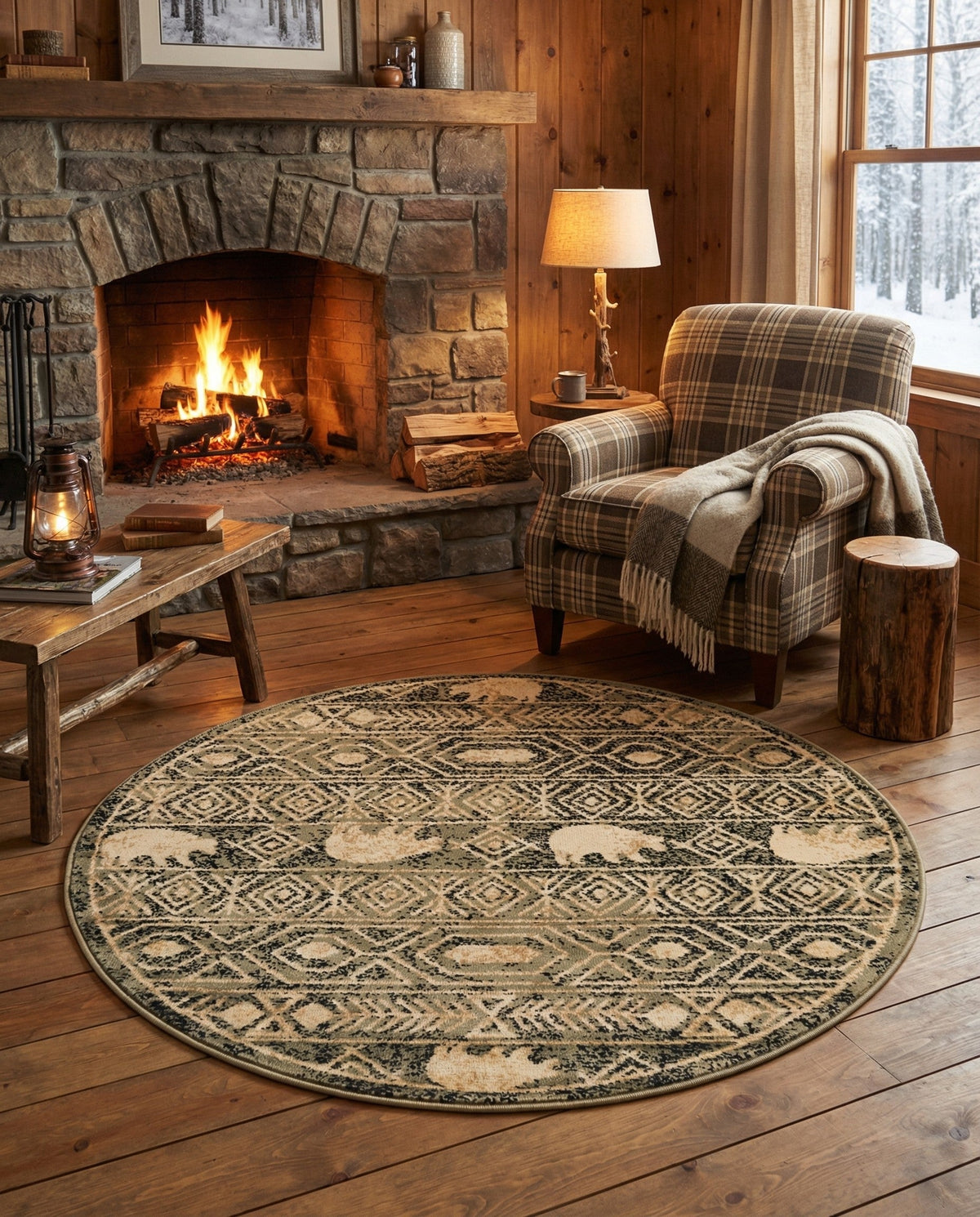 Frontier Trails Collection Area Rug -  Sedona Round Green  lifestyle 144