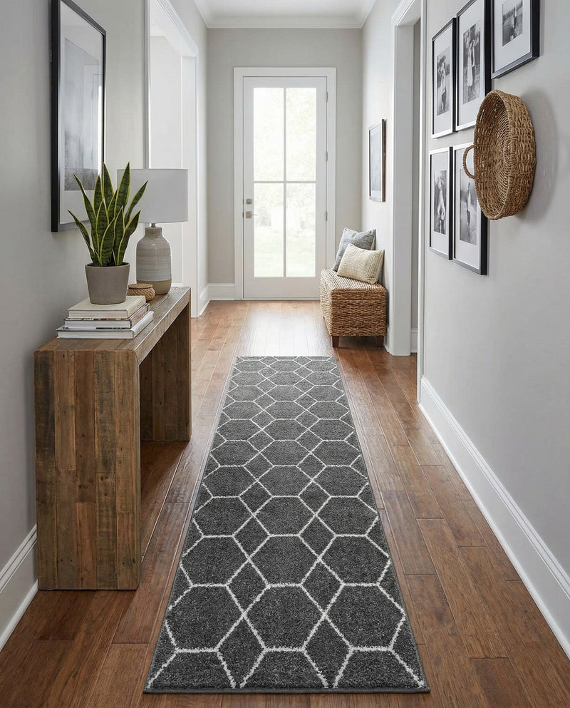 Trellis Mosaic Collection Area Rug - Arborville (Dark Gray) Runner Dark Gray  lifestyle 57