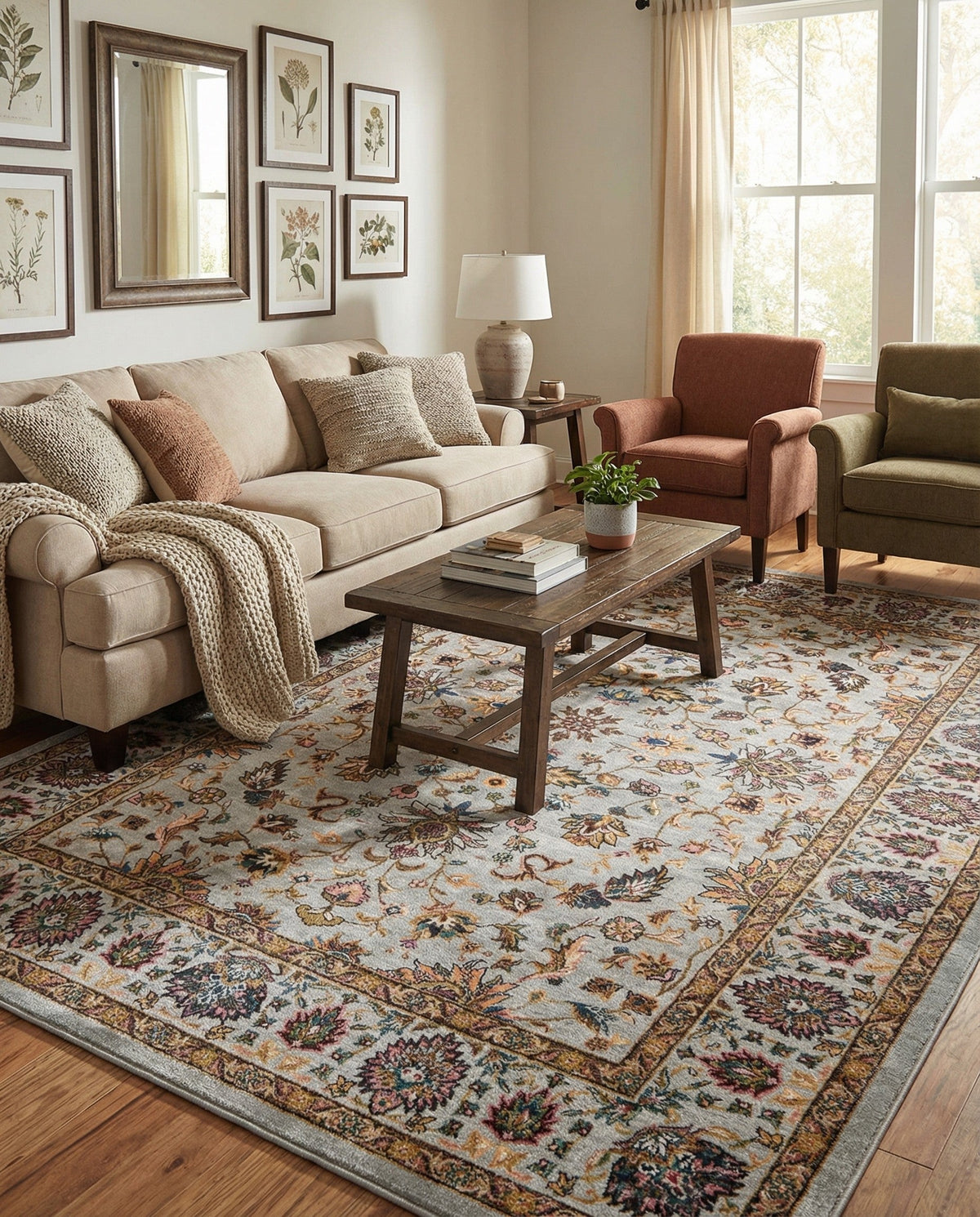 Casablanca Tapestry Collection Area Rug -  Marrakech (Cloud Gray) Rectangle Cloud Gray  lifestyle 16