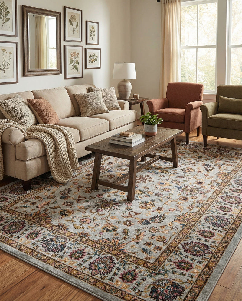 Casablanca Tapestry Collection Area Rug -  Marrakech (Cloud Gray) Rectangle Cloud Gray  lifestyle 16