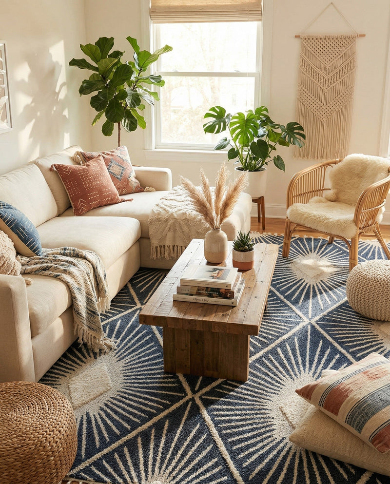 Sahara Chic Collection Area Rug - Marrakech Rectangle Blue  lifestyle 37