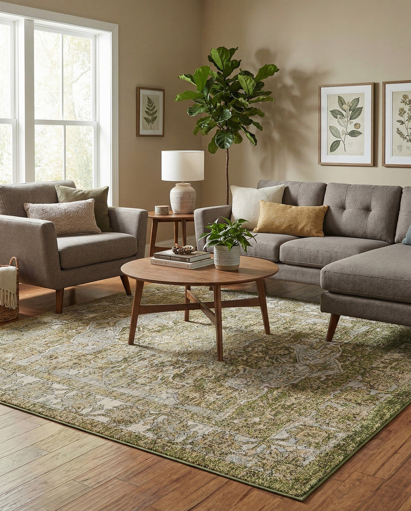 Savannah Soiree Collection Area Rug -  Everglade (Green) Square Green  lifestyle 65