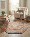Seville Stripes Collection Area Rug - Cadiz (Brick Red) Octagon Brick Red  lifestyle 29