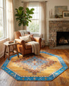 Heritage Elegance Collection Area Rug -  Winterthur (Orange) Octagon Orange  lifestyle 76