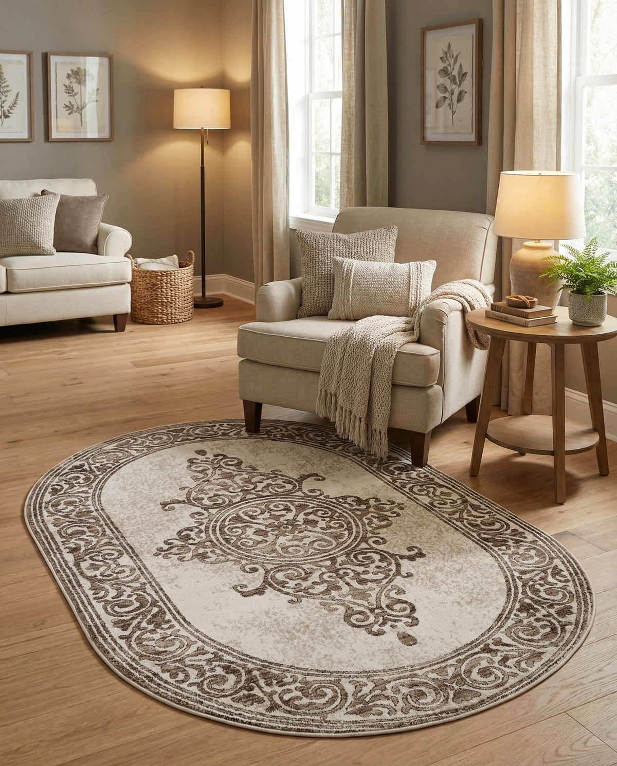 Sanctuary Retreat Collection Area Rug - Haven Oval Chocolate Brown  lifestyle 169