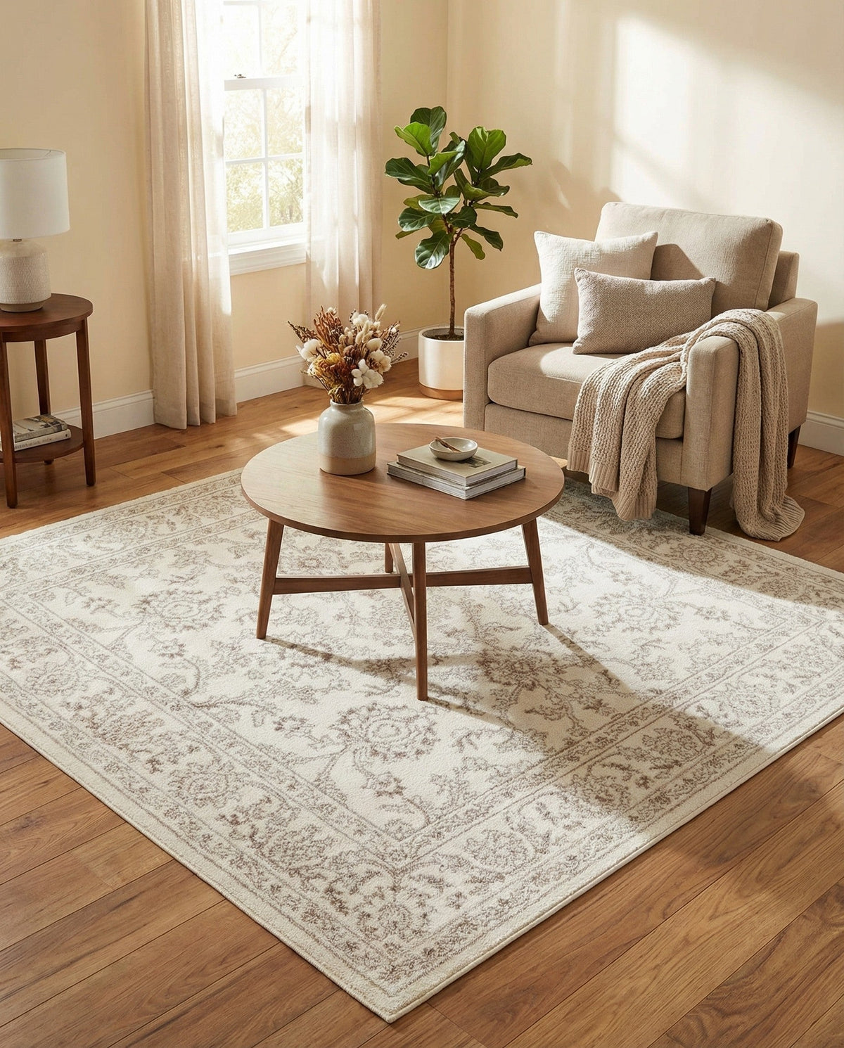Savannah Elegance Collection Area Rug - Augusta (Ivory) Square Ivory  lifestyle 88