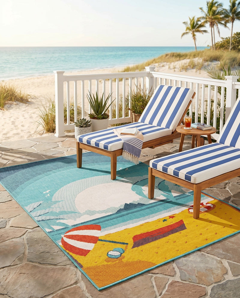 Seaside Haven Rugs Collection Area Rug -  Dockside Rectangle Multi  lifestyle 11