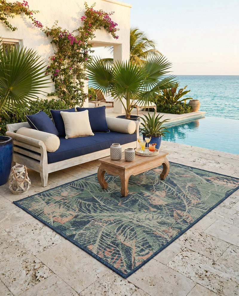 Coastal Terrace Collection Area Rug -  Driftwood Rectangle Blue  lifestyle 14