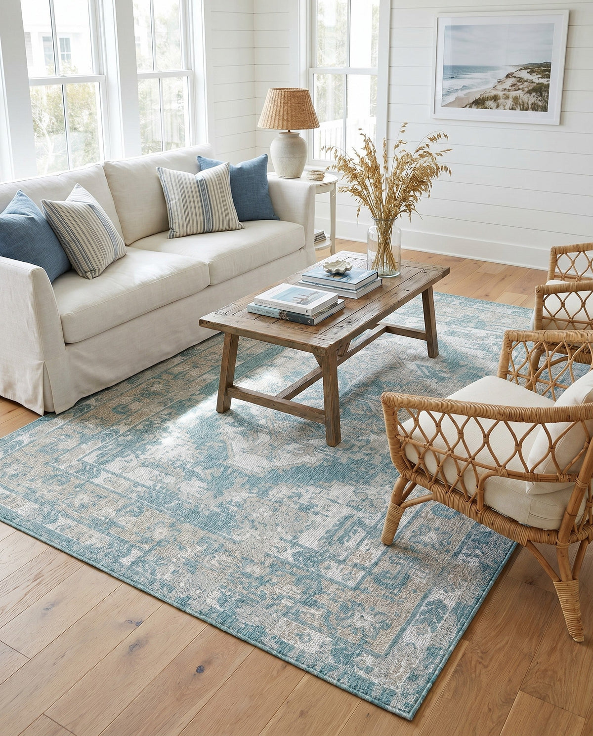 Patio Heritage Collection Area Rug -  Augusta (Aqua) Rectangle Aqua  lifestyle 13