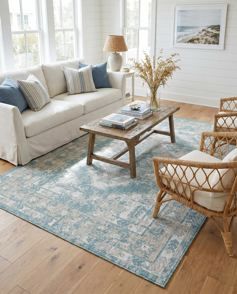 Patio Heritage Collection Area Rug -  Augusta (Aqua) Rectangle Aqua  lifestyle 13