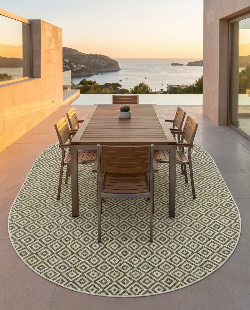 Urban Oasis Rugs Collection Area Rug -  Rooftop (Green) Oval Green  lifestyle 49