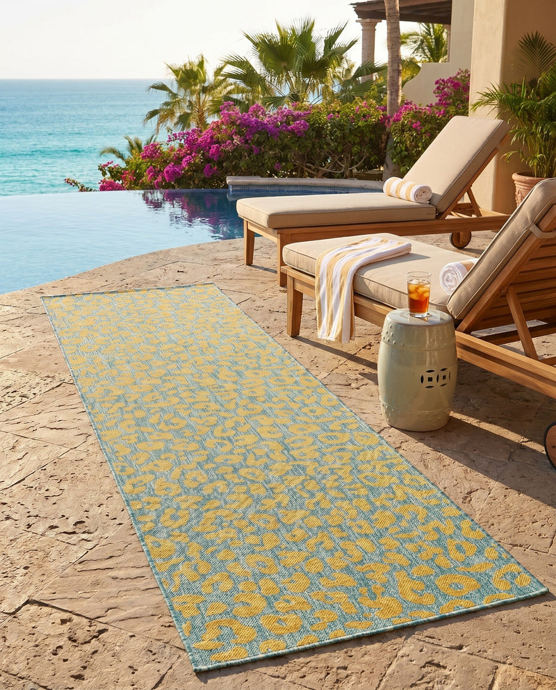 Savannah Escape Collection Area Rug -  Amazon (Blue Yellow) Runner Blue Yellow  lifestyle 53