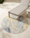 Seaside Blooms Collection Area Rug -  Blossom Round Gray Ivory Yellow  lifestyle 78