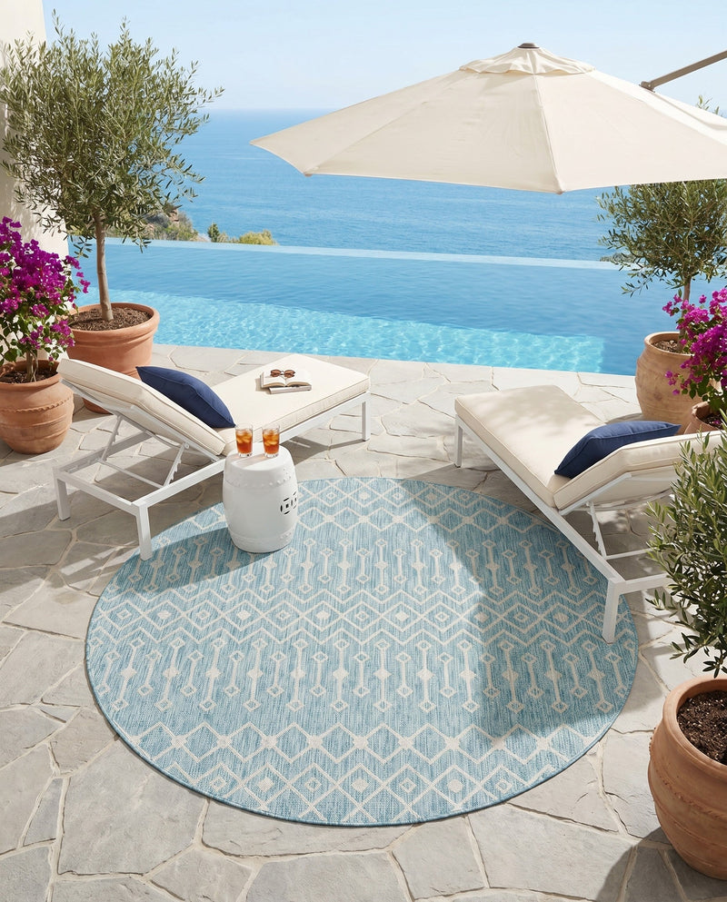 Savannah Pergola Collection Area Rug -  Pergola (Aqua) Round Aqua  lifestyle 59