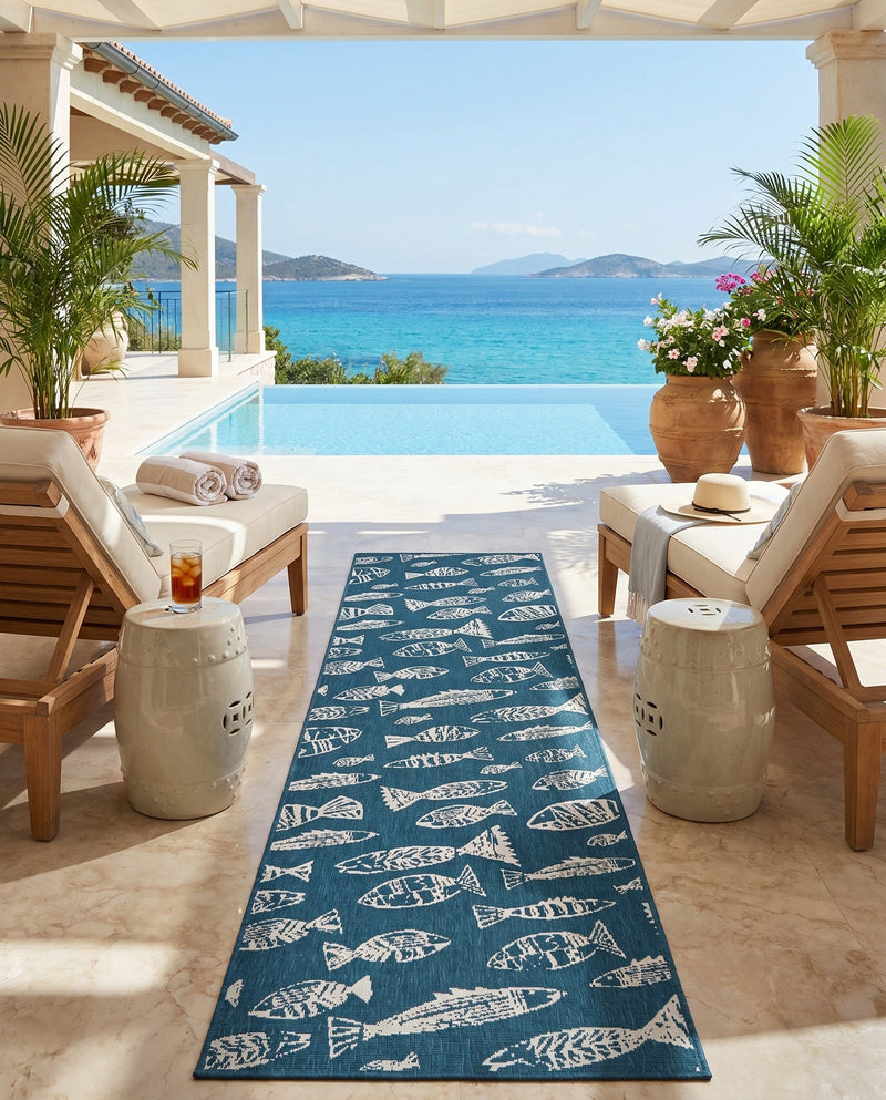 Seaside Haven Rugs Collection Area Rug -  Oceanview Runner Blue  lifestyle 69