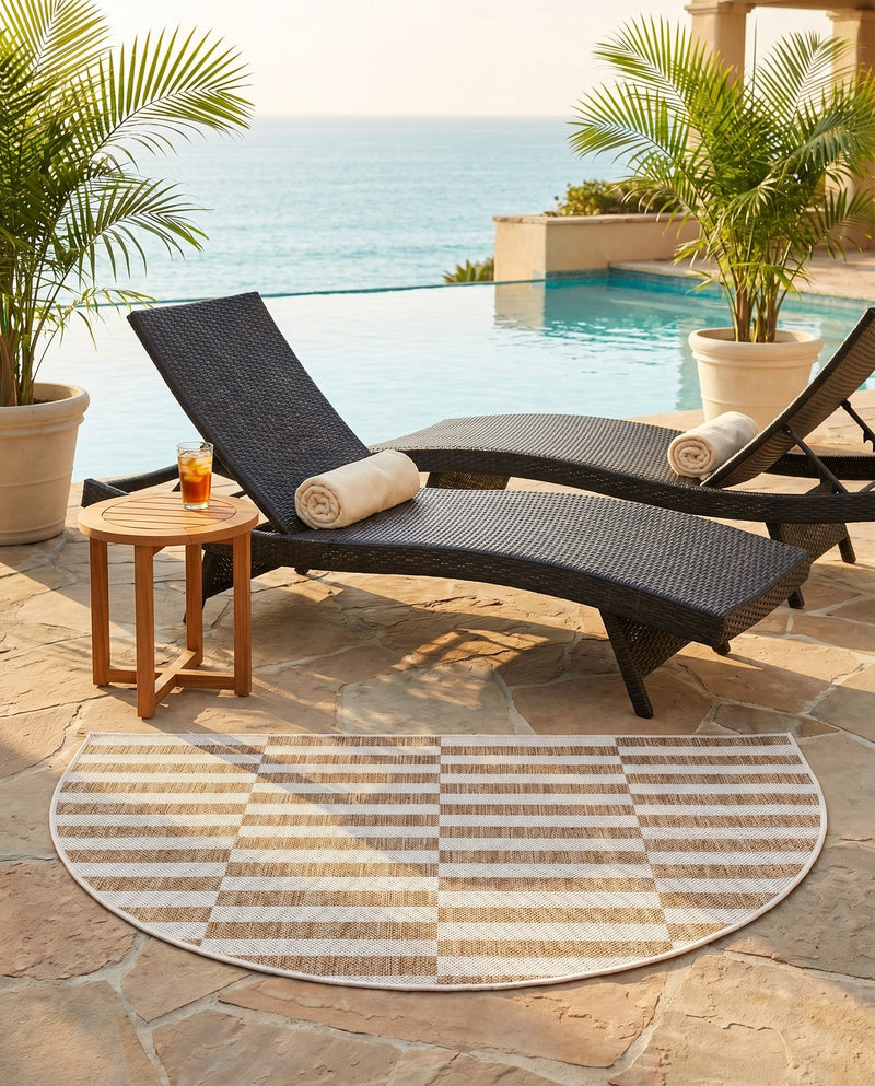 Seaside Stripes Collection Area Rug - Cabana (Taupe) Hearth Taupe  lifestyle 35