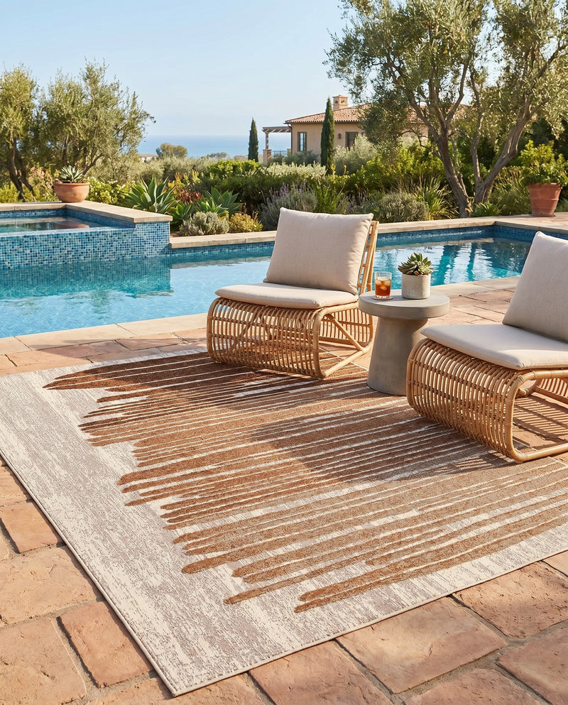Urban Terrace Collection Area Rug -  Balcony Rectangle Beige Brown  lifestyle 9