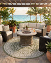Tribal Terrace Treasures Collection Area Rug -  Incan Isle (Green) Round Green  lifestyle 33