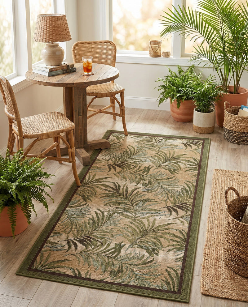 Seaside Blooms Collection Area Rug -  Verdant Runner Green  lifestyle 48