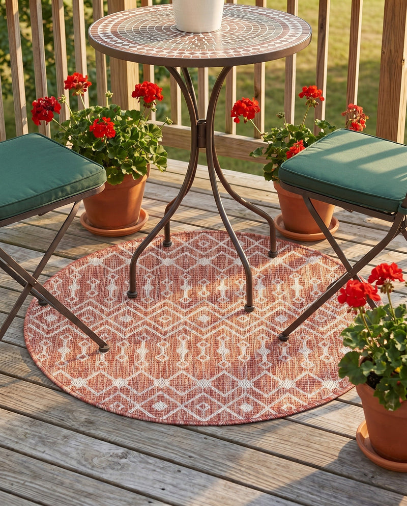 Savannah Pergola Collection Area Rug -  Pergola (Rust Red) Round Rust Red  lifestyle 63