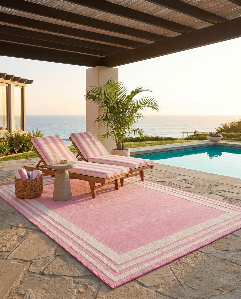 Bahama Breeze Outdoor Collection Area Rug -  Abaco Rectangle Pink  lifestyle 34
