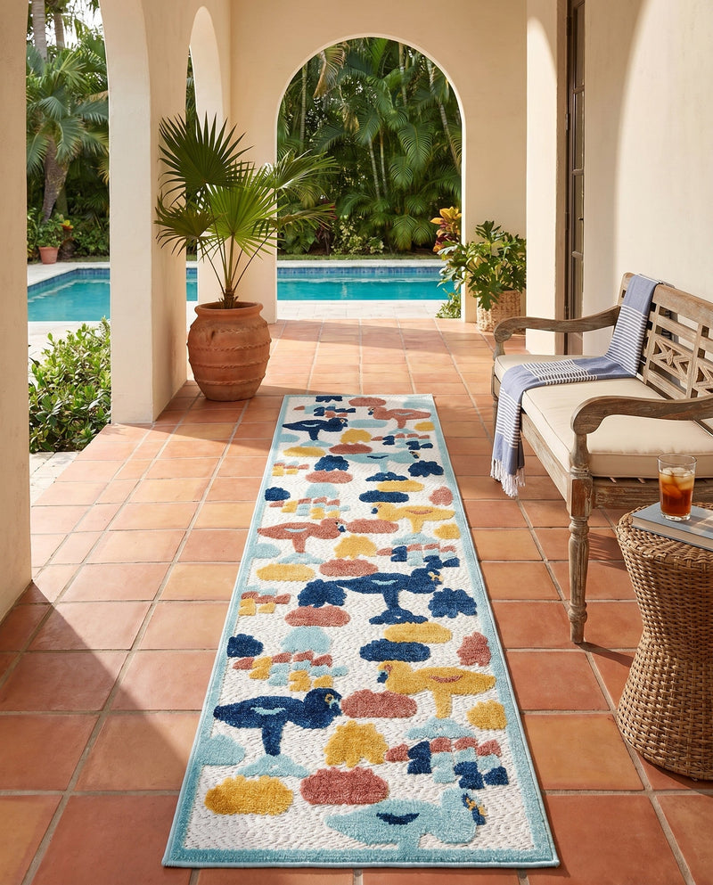 Caribbean Terrace Collection Area Rug -  StLucia Runner White  lifestyle 62