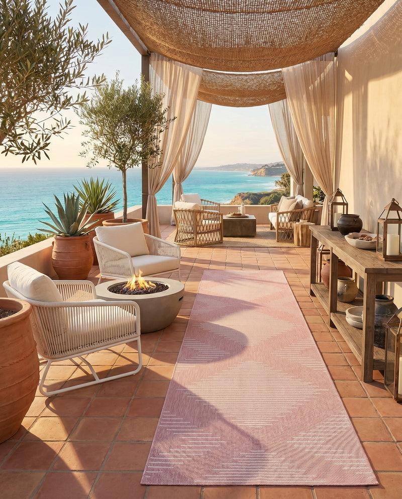 Urban Terrace Collection Area Rug -  Chelsea (Pink) Runner Pink  lifestyle 33