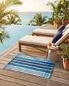 Seaside Stripes Collection Area Rug -  Coral Rectangle Blue  lifestyle 9